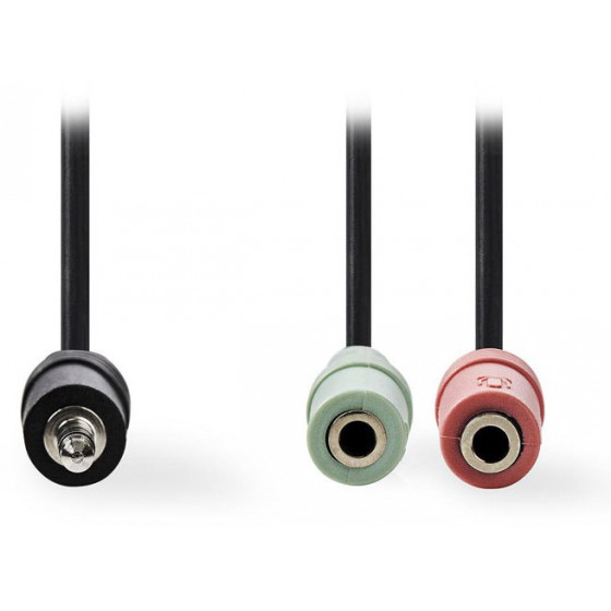 NEDIS HEADSET AUDIO CABLE 3.5MM MALE - 2X3.5MM FEMALE 0.2M - (CAGP22150BK02)