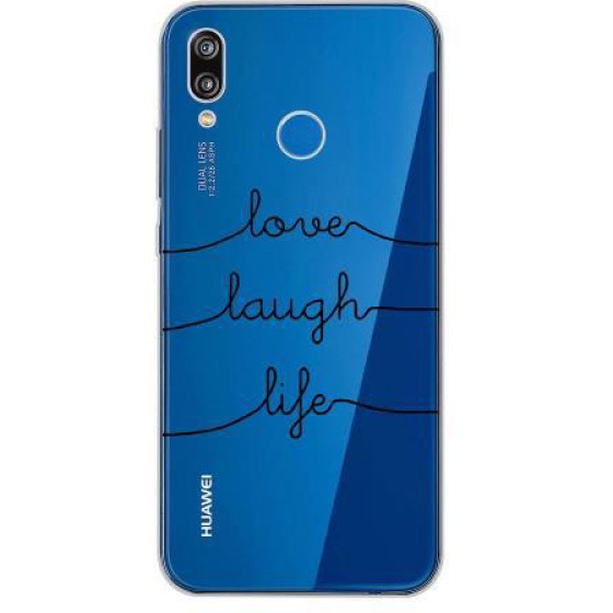 INOS ���� TPU ��� HUAWEI P20 LITE DUAL SIM ART THEME LOVE LAUGH LIFE - (5205598116910)