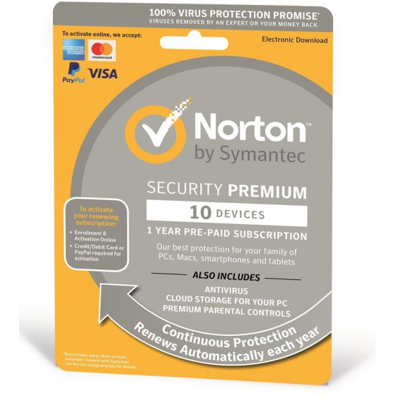 SYMANTEC NORTON SECURITY PREMIUM 3.0 10 �������� 1 ���� EU - (21384989)