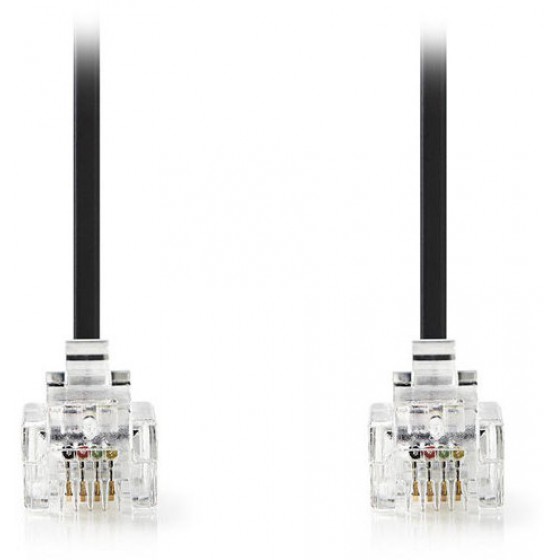 NEDIS TELECOM CABLE RJ11 MALE - RJ11 MALE 10.0M BLACK - (TCGP90200BK100)