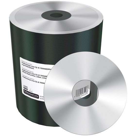 MEDIARANGE PROFESSIONAL LINE CD-R 700MB OFFSET PRINTABLE SILVER UNPRINTED BLANK SHRINK 100 - (MRPL518-C)