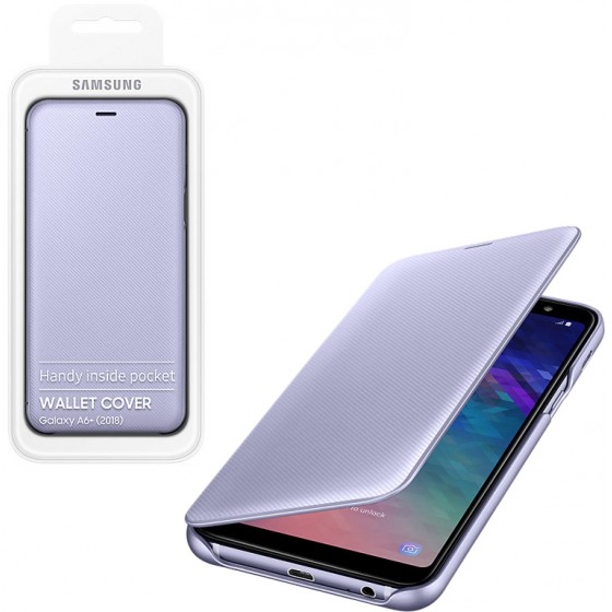 SAMSUNG ���� ��� A6 PLUS 2018 A605 FLIP WALLET COVER VIOLET BLISTER - (EF-WA605CVEGWW)