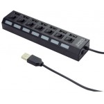 GEMBIRD USB2.0 POWERED 7-PORT HUB WITH SWITCHES BLACK - (UHB-U2P7-03)