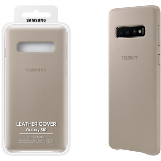 SAMSUNG ���� ��� S10 G973 LEATHER COVER GREY - (EF-VG973LJEGWW)