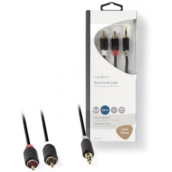 NEDIS STEREO AUDIO CABLE 3.5MM MALE - 2X RCA MALE 1.0M ������� - (CABW22200AT10)