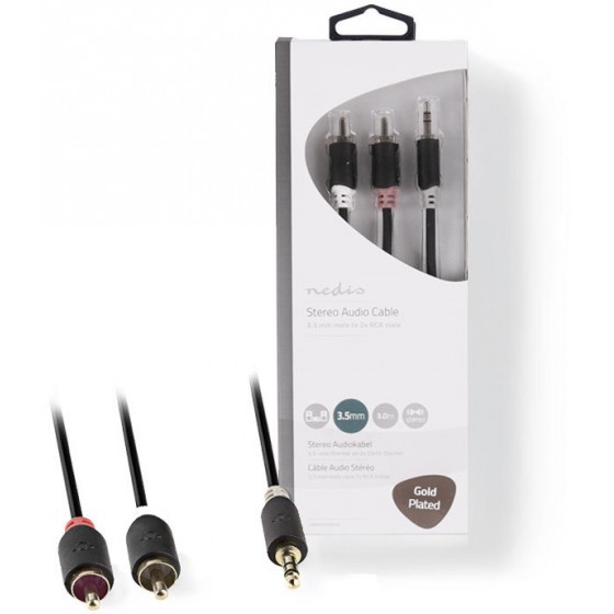 NEDIS STEREO AUDIO CABLE 3.5MM MALE - 2X RCA MALE 3.0M ������� - (CABW22200AT30)