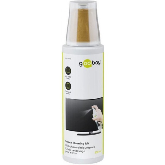 GOOBAY 72445 SCREEN CLEANING KIT: 250 ML SPRAY & MICROFIBRE CLOTH