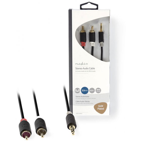 NEDIS STEREO AUDIO CABLE 3.5MM MALE - 2X RCA MALE 0.5M - (CABW22200AT05)