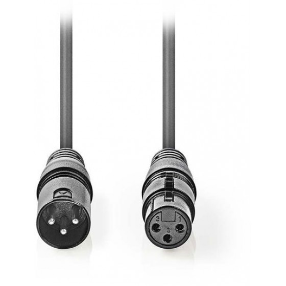 NEDIS BALANCED XLR AUDIO CABLE XLR 3-PIN MALE - XLR 3-PIN FEMALE 10M - (COTG15010GY100)