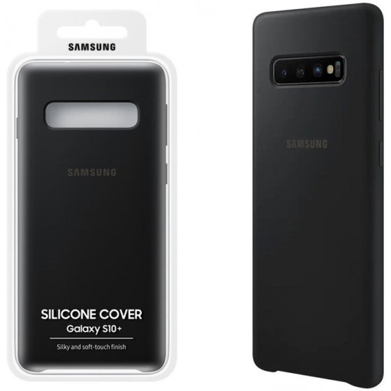 SAMSUNG ���� ��� S10 PLUS G975 SILICONE COVER BLACK - (EF-PG975TBEGWW)