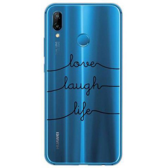 INOS ���� TPU ��� HUAWEI P SMART 2019 ART THEME LOVE-LAUGH-LIFE - (5205598120634)