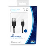 MEDIARANGE ������� CHARGE AND SYNC USB 2.0 TO APPLE LIGHTNING PLUG 3.0M BLACK - (MRCS180)