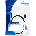 MEDIARANGE ������� CHARGE AND SYNC USB 2.0 TO MINI USB 2.0 B PLUG 1.8M BLACK - (MRCS188)