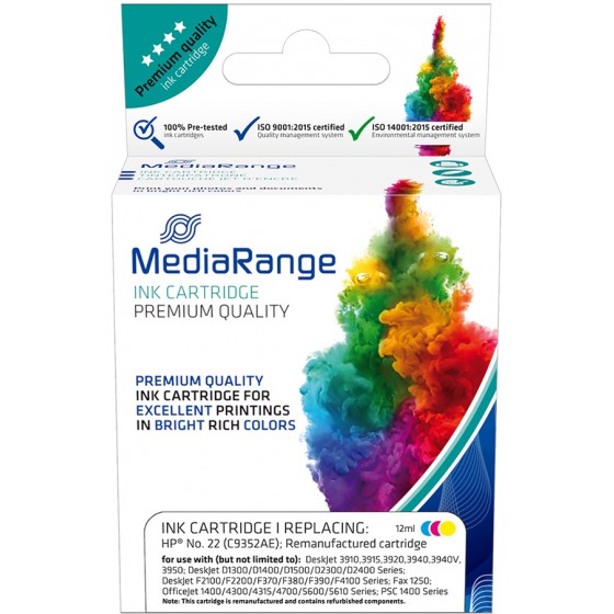 MEDIARANGE ������� INKJET ��� ��������� HP COLOUR NO.22 C9352A - (MRHP22CMY)