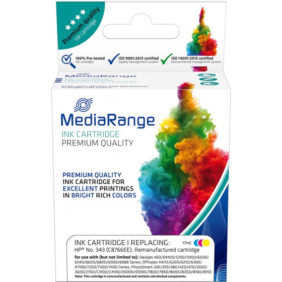 MEDIARANGE ������� INKJET ��� ��������� HP COLOUR NO.343 C8766EE - (MRHP343CMY)