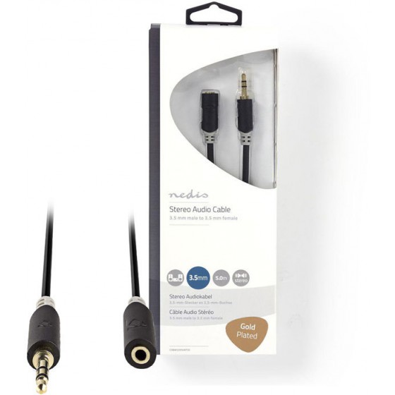 NEDIS CABLE 3.5MM MALE - 3.5MM FEMALE 5M - (CABW22050AT50)