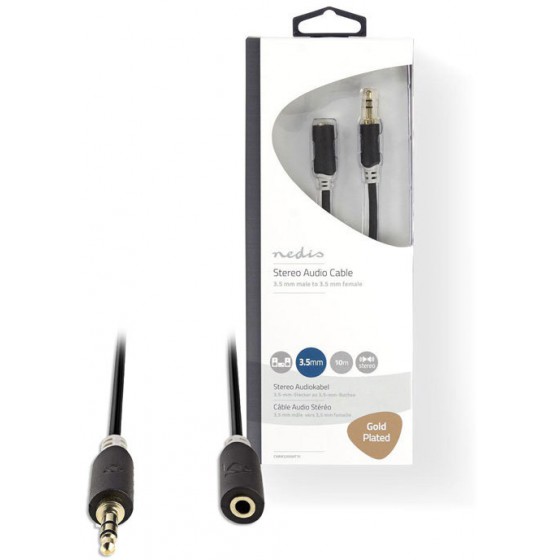 NEDIS CABLE 3.5MM MALE TO 3.5MM FEMALE 1M - (CABW22050AT10)