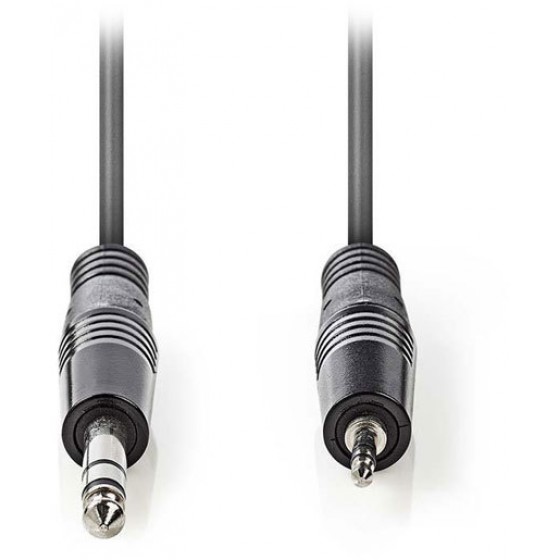 NEDIS STEREO AUDIO CABLE 6.35MM MALE TO 3.5MM MALE 1.5M GREY - (COTH23205GY15)