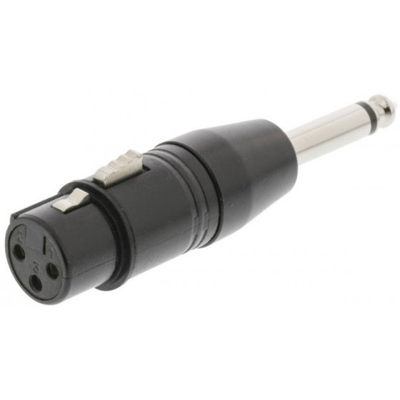 NEDIS XLR ADAPTER MONO XLR 3-PIN FEMALE TO 6.35MM MALE BLACK - (COTP15940BK)