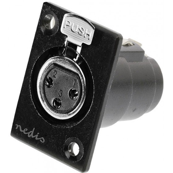 NEDIS XLR CHASSIS MOUNT XLR 3-PIN FEMALE BLACK - (COTP15911BK)