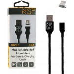 NSP LIGHTNING USB MAGNETIC BRAIDED NSC01 3.5A QC 2.0 1M BLACK