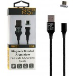 NSP MICRO USB MAGNETIC BRAIDED NSC01 3.5A QC 2.0 1M BLACK