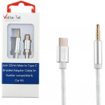 VOLTE-TEL ������� BRAIDED ����������� JACK 3.5MM MALE TO TYPE C AUX 1M WHITE - (8228735)