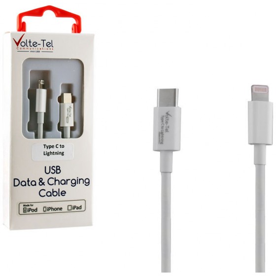 VOLTE-TEL ������� �������� & DATA TYPE C TO LIGHTNING 2.4A 1M WHITE - (8228766)