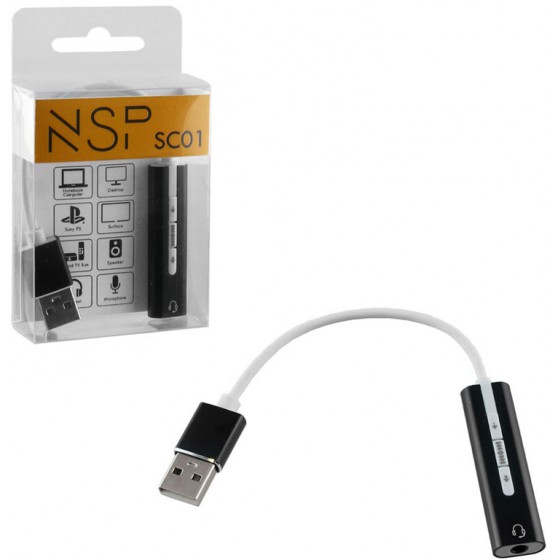 NSP SOUND CARD SC01 USB TO JACK 3.5MM FEMALE FOR MAC/PS4 BLACK