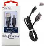 VOLTE-TEL MICRO USB �������� & DATA MAGNETIC BRAIDED VCD08 2.4A 1M BLACK - (8228315)