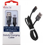 VOLTE-TEL USB �������� & DATA MAGNETIC BRAIDED VCD08 2.4A 1M BLACK - (8228285)