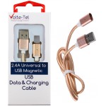 VOLTE-TEL USB �������� & DATA MAGNETIC BRAIDED VCD08 2.4A 1M GOLD - (8228278)