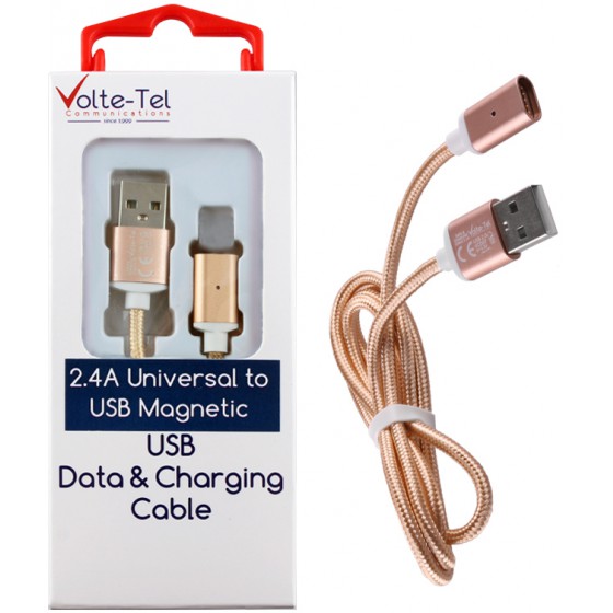 VOLTE-TEL USB �������� & DATA MAGNETIC BRAIDED VCD08 2.4A 1M GOLD - (8228278)