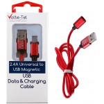 VOLTE-TEL USB �������� & DATA MAGNETIC BRAIDED VCD08 2.4A 1M RED - (8228292)