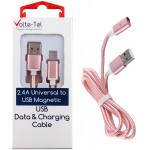 VOLTE-TEL USB �������� & DATA MAGNETIC BRAIDED VCD08 2.4A 1M ROSE-GOLD - (8228308)