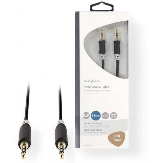 NEDIS CABLE 3.5MM MALE TO 3.5MM MALE 5M - (CABW22000AT50)