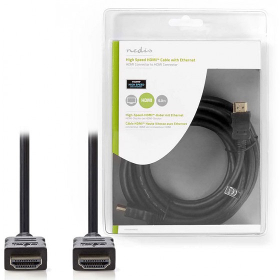 NEDIS HIGH SPEED HDMI CABLE WITH ETHERNET HDMI CONNECTOR - HDMI - (CVGB34000BK50)