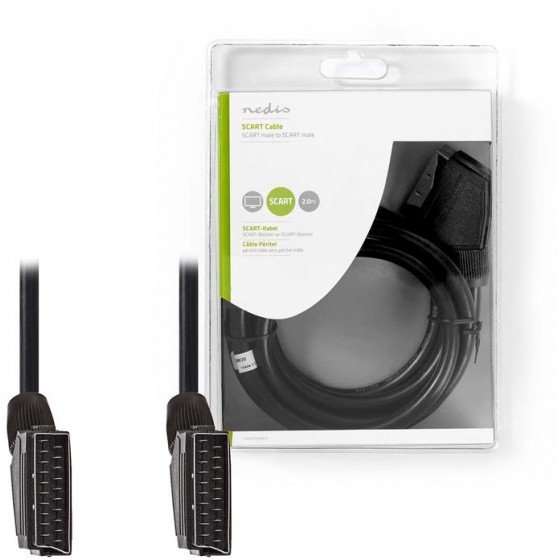 NEDIS SCART CABLE SCART MALE - SCART MALE 2.0 M BLACK - (CVGB31000BK20)