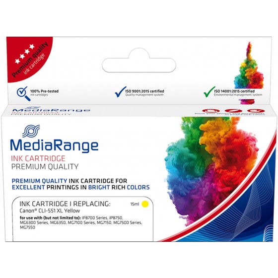 MEDIARANGE ������� INKJET ��� ��������� CANON YELLOW CLI-551YXL - (MRCC551YXL)