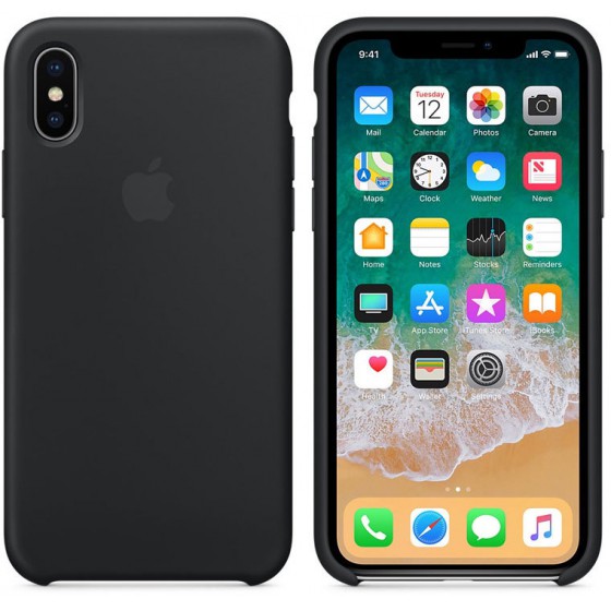 APPLE ���� ��� IPHONE XS/X SILICONE COVER BLACK - (MQT12ZM/A)