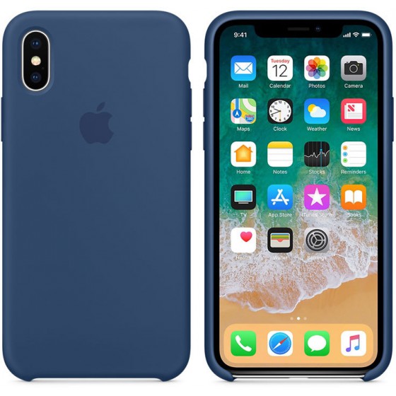 APPLE ���� ��� IPHONE XS/X SILICONE COVER BLUE COBALT - (MQT42ZM/A)
