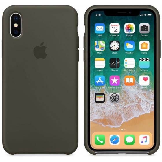 APPLE ���� ��� IPHONE XS/X SILICONE COVER DARK OLIVE - (MR522ZM/A)