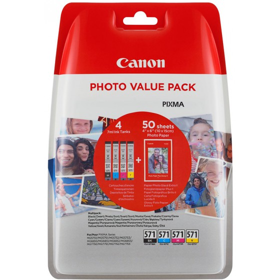 CANON ������ INKJET CLI-571VP BK/C/M/Y & PHOTO PAPER - (0386C006)