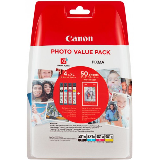 CANON ������ INKJET CLI-581XLVP BK/C/M/Y & PHOTO PAPER - (2052C004)