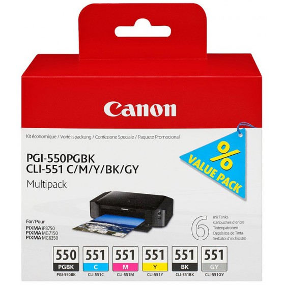 CANON ������ INKJET PGI-550/CLI-551 C/M/Y/BK/GY - (6496B005)