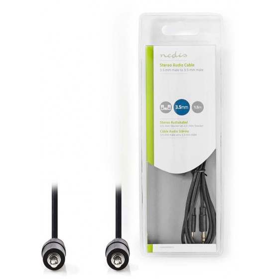 NEDIS STEREO AUDIO CABLE 3.5MM MALE TO 3.5MM MALE 1.5M BLACK - (CAGB22000BK15)