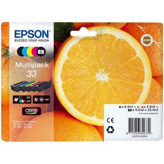 EPSON ������ INKJET SERIES 33 MULTIPACK - (C13T33374011)
