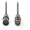 NEDIS BALANCED XLR AUDIO CABLE XLR 3-PIN MALE TO XLR 3-PIN FEMALE 5M - (COTH15010GY50)