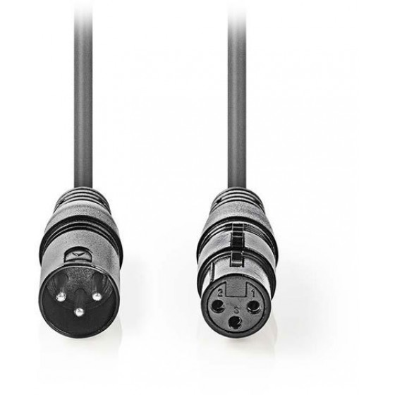 NEDIS BALANCED XLR AUDIO CABLE XLR 3-PIN MALE TO XLR 3-PIN FEMALE 5M - (COTH15010GY50)