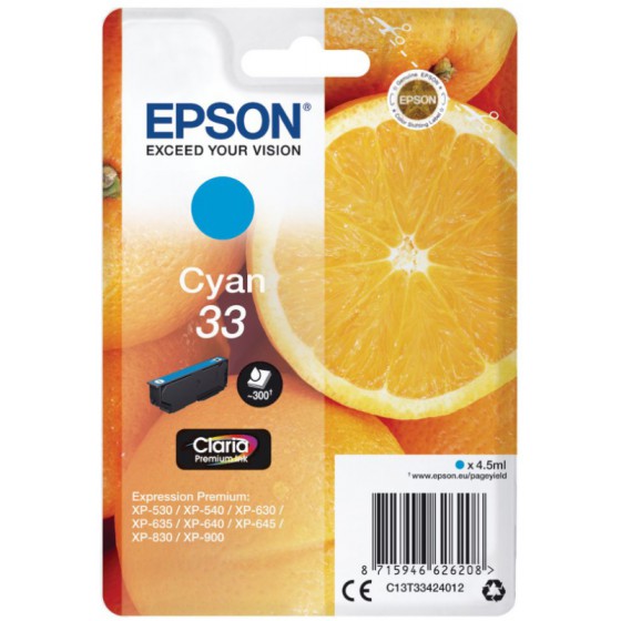 EPSON ������ INKJET SERIES 33 CYAN - (C13T33424012)